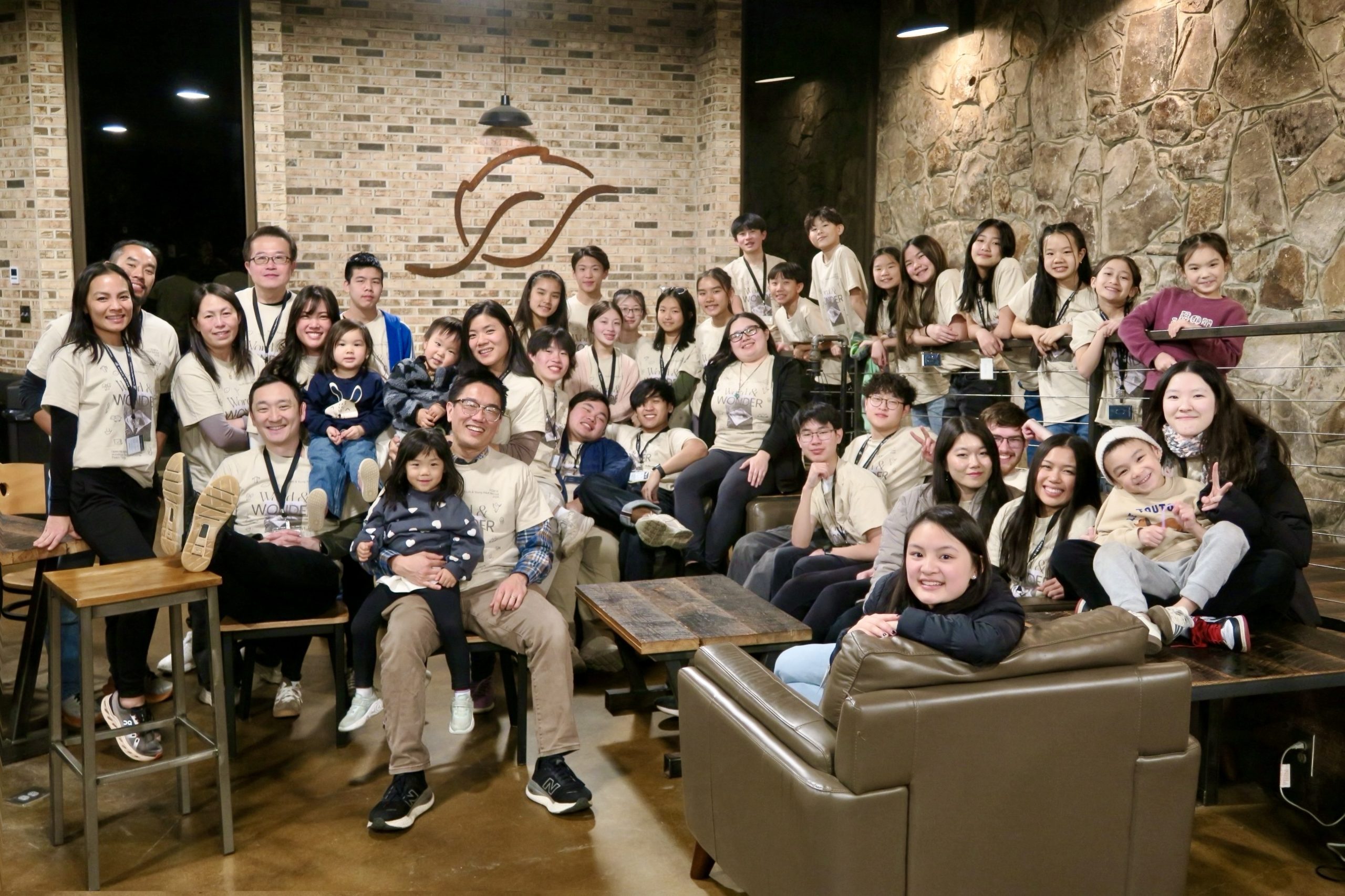 FCBCA Youth winter retreat group photo indoors